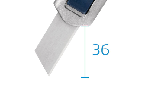 The extra large cutting depth is ideal for multi-ply cardboard and bagged goods, and, for example, to cut any type of film. The stainless quality blade is characterised by an extremely low risk of breakage.