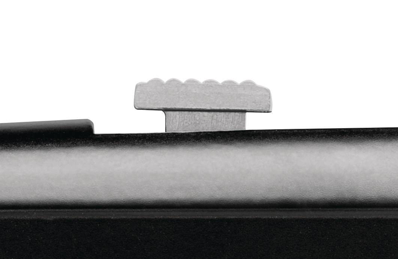 Top-mounted slider detail for ambidextrous use