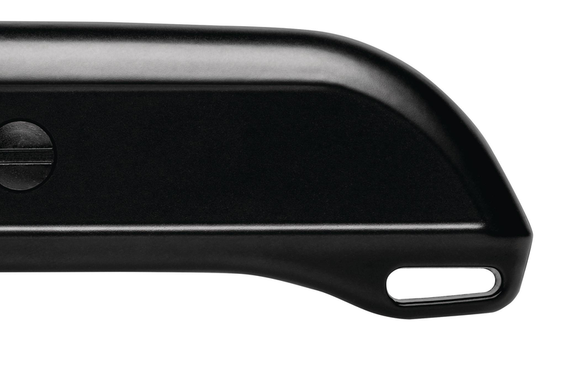 Zinc die-cast handle with integrated lanyard eyelet