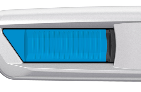 „Ergonomie“ spüren Sie beim SECUNORM 500 überall. Z. B. über die neue Griffform, die sich optimal in Ihre Hand fügt. Oder über die Details, wie z.B. das angenehm abgerundete Messerende oder den rutschfesten Soft-Grip auf dem Schieber.